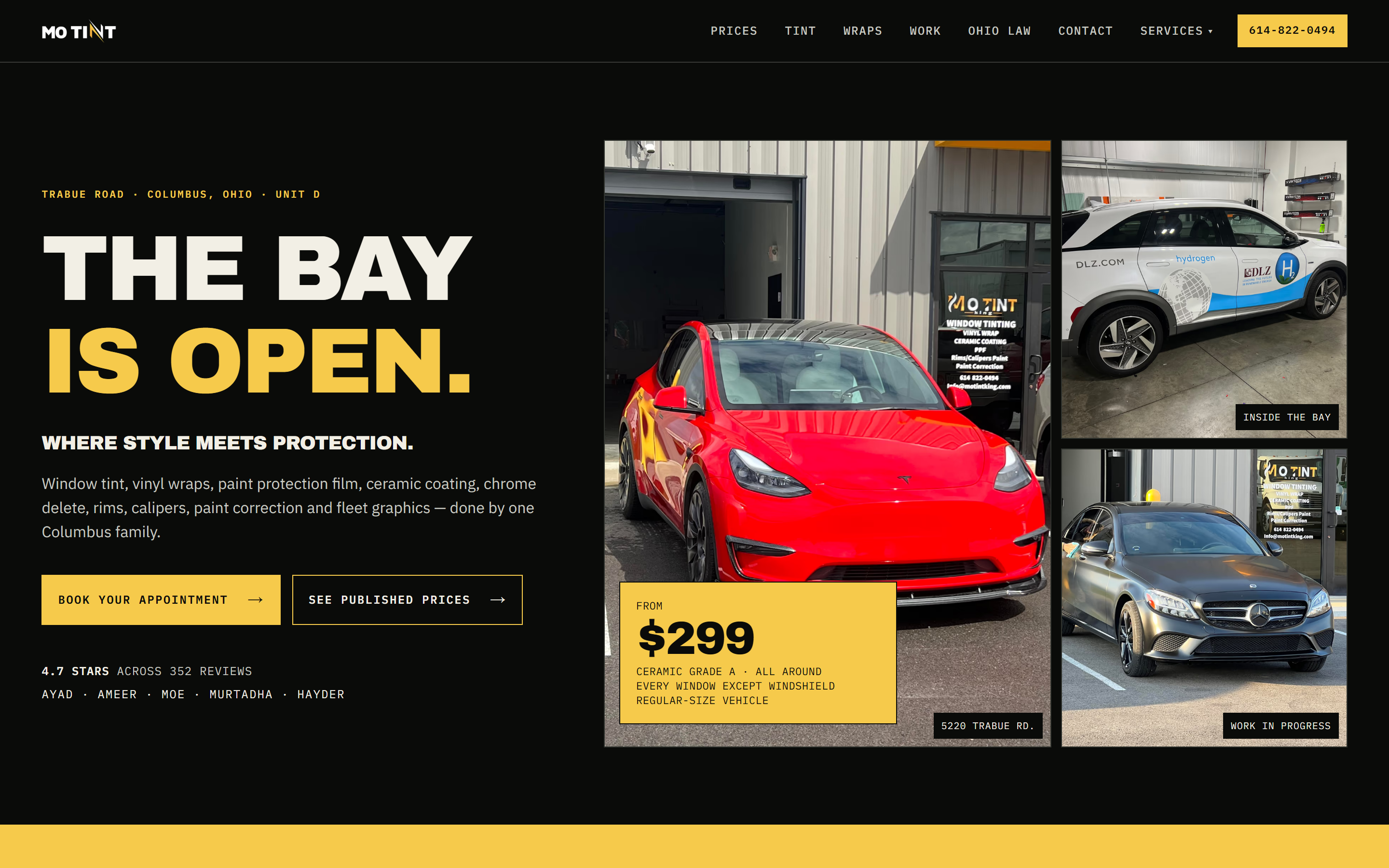 Mo Tint King — rebuilt marketing site, home screen